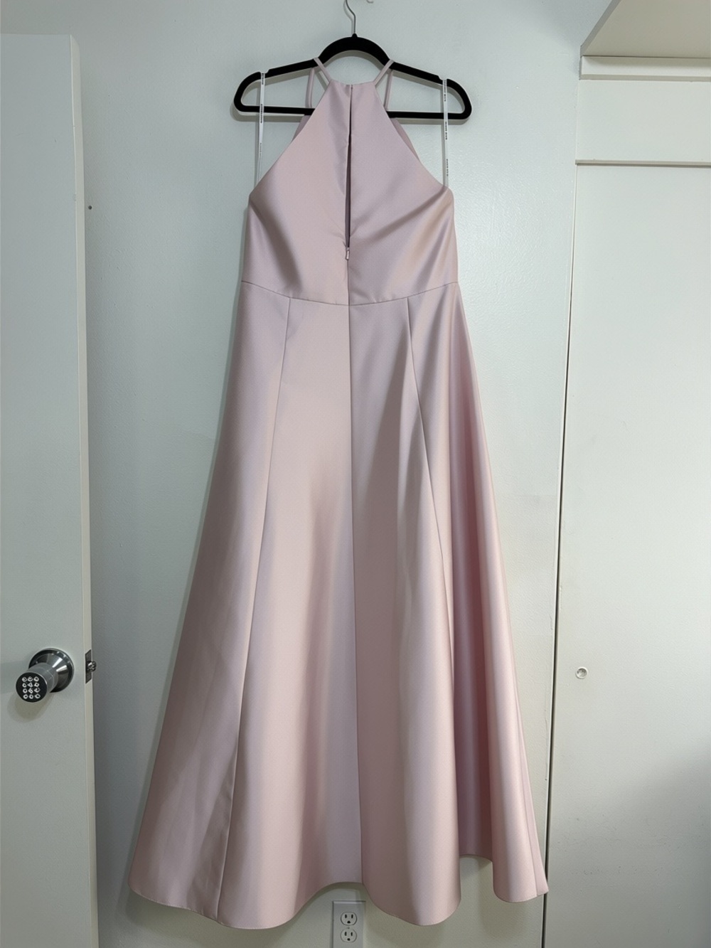 ALFRED SUNG D874 Blush Pink Satin Halter A Line Gown, Size 16 - Picture 7 of 9